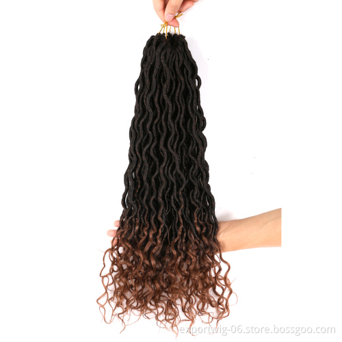 Curly Goddess Locs Crochet Hair Faux Locs Hair Extensions Solid And Mixed Color Synthetic Fiber Manufacturer Soft Faux Locs